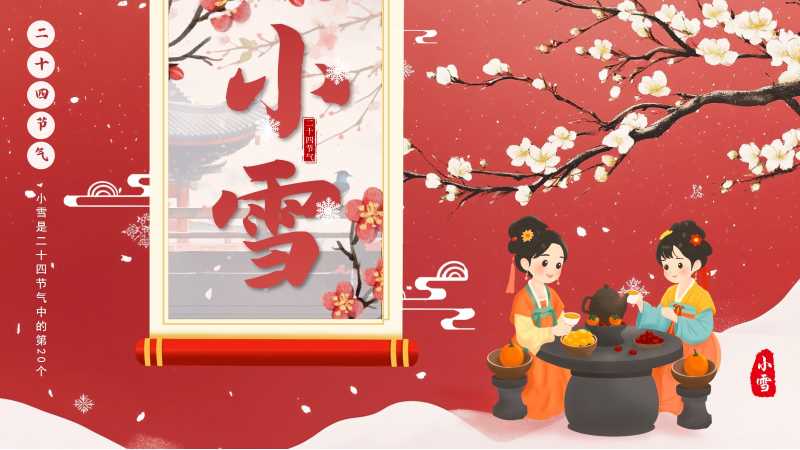 二十四节气之小雪介绍PPT模版20251118